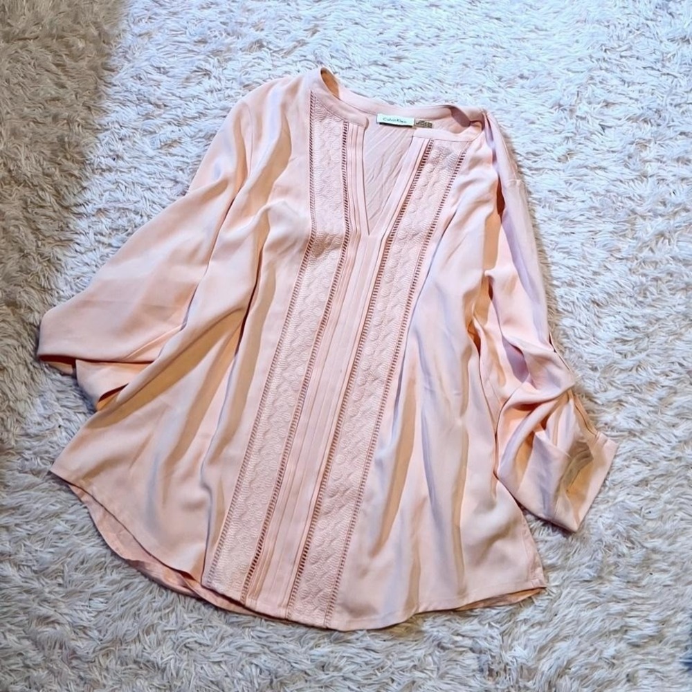 Calvin Klein Pastel Old Money Coquette Twee Luxury Modest‎ Tunic Woman's L Soft